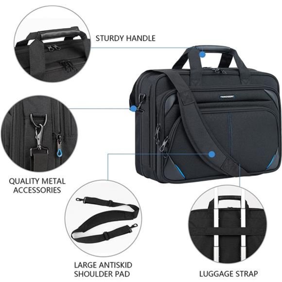 KROSER Laptop Bag 17.3 Inch Premium Laptop Briefcase, Expandable Laptop Bag - Picture 4 of 7